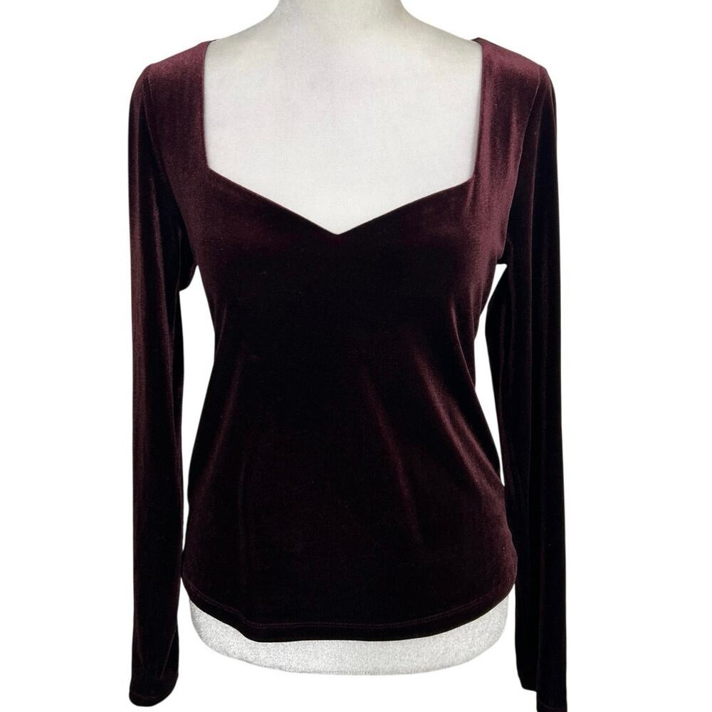 Old Navy Velvet Sweetheart Top Fitted L Whimsigoth Vamp Goth Long Sleeve S
